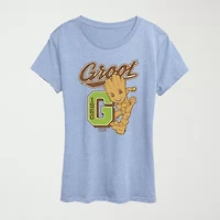 Groot Collegiate Womens Crew Neck Short Sleeve Classic Fit Graphic T-Shirt