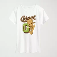 Groot Collegiate Womens Crew Neck Short Sleeve Classic Fit Graphic T-Shirt