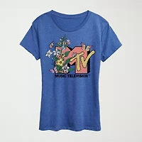 Botanical Womens Crew Neck Short Sleeve Classic Fit MTV Graphic T-Shirt