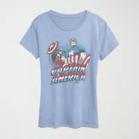 Womens Crew Neck Short Sleeve Classic Fit Captain America Graphic T-Shirt