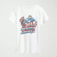 Womens Crew Neck Short Sleeve Classic Fit Captain America Graphic T-Shirt