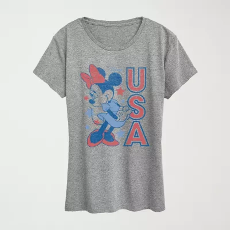 Womens Crew Neck Short Sleeve Classic Fit Minnie Mouse Graphic T-Shirt