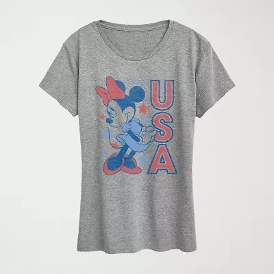 Womens Crew Neck Short Sleeve Classic Fit Minnie Mouse Graphic T-Shirt