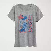 Womens Crew Neck Short Sleeve Classic Fit Minnie Mouse Graphic T-Shirt