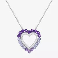 Limited Quantities! Womens Genuine Purple Amethyst Sterling Silver Heart 18 Inch Pendant Necklace