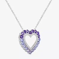 Limited Quantities! Womens Genuine Purple Amethyst Sterling Silver Heart 18 Inch Pendant Necklace