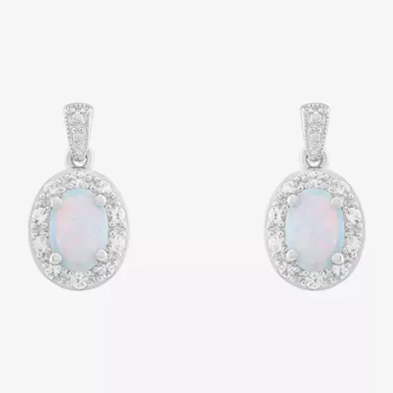 Limited Quantities! Womens Lab Created White Opal Sterling Silver Drop Earrings