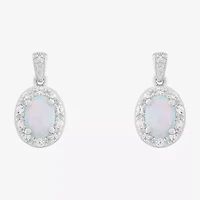 Limited Quantities! Womens Lab Created White Opal Sterling Silver Drop Earrings