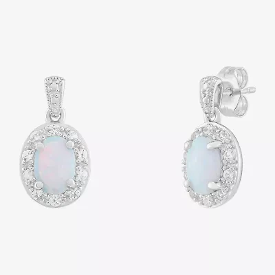 Limited Quantities! Womens Lab Created White Opal Sterling Silver Drop Earrings