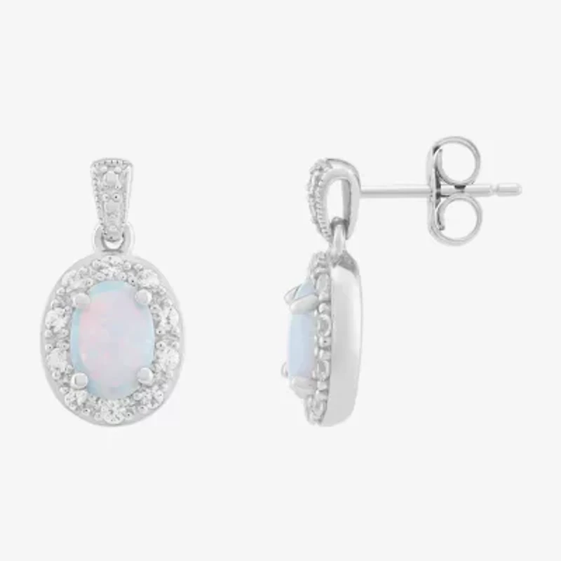 Limited Quantities! Womens Lab Created White Opal Sterling Silver Drop Earrings