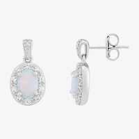 Limited Quantities! Womens Lab Created White Opal Sterling Silver Drop Earrings