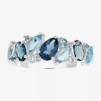 Limited Quantities! Womens 2MM Genuine Blue Topaz Sterling Silver Band