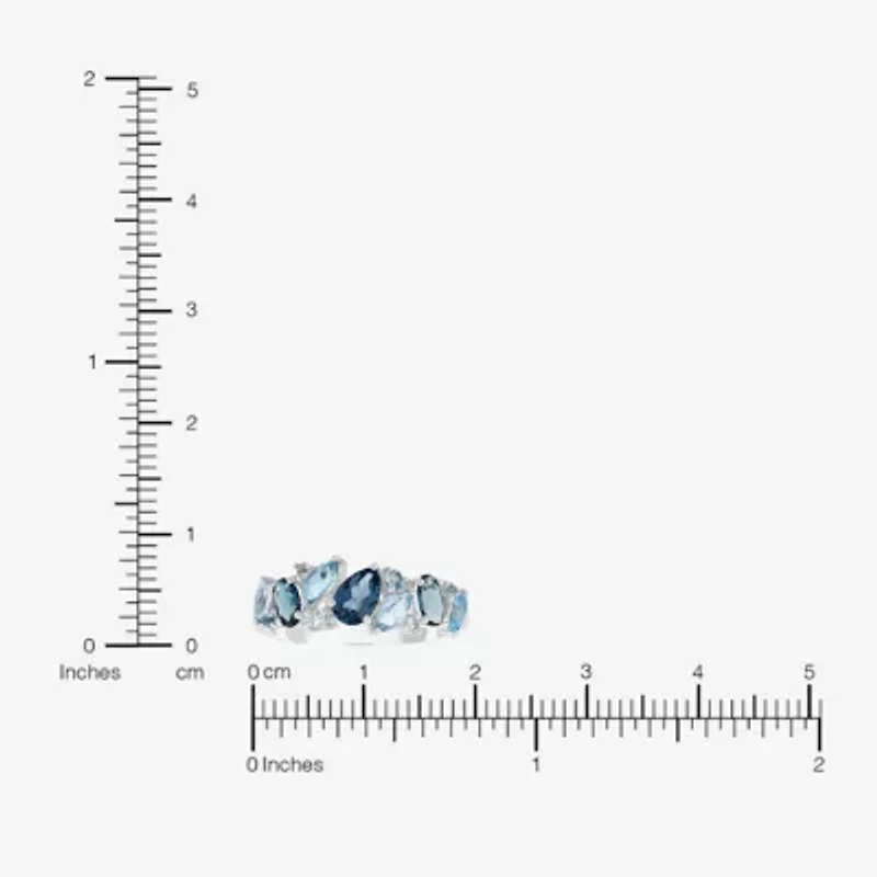 Limited Quantities! Womens 2MM Genuine Blue Topaz Sterling Silver Band