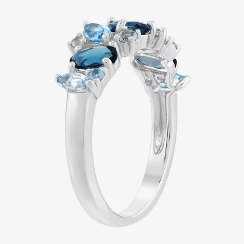 Limited Quantities! Womens 2MM Genuine Blue Topaz Sterling Silver Band