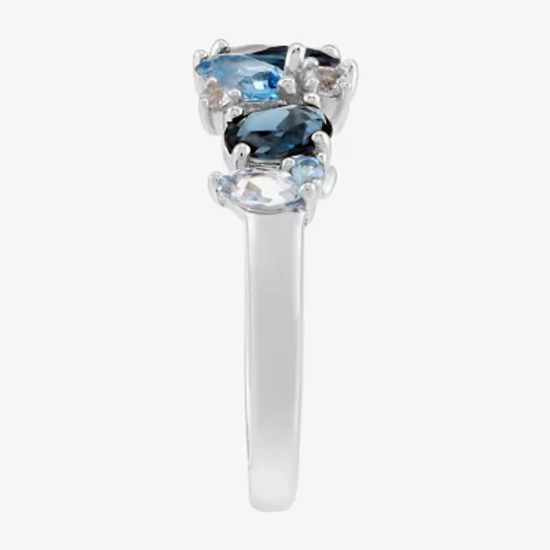Limited Quantities! Womens 2MM Genuine Blue Topaz Sterling Silver Band