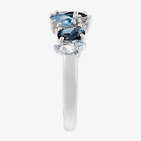 Limited Quantities! Womens 2MM Genuine Blue Topaz Sterling Silver Band
