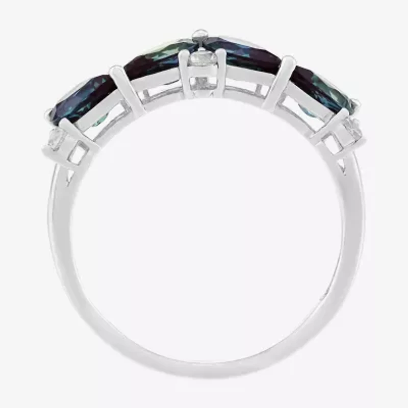 Limited Quantities! Womens 2MM Genuine Blue Alexandrite Sterling Silver Band