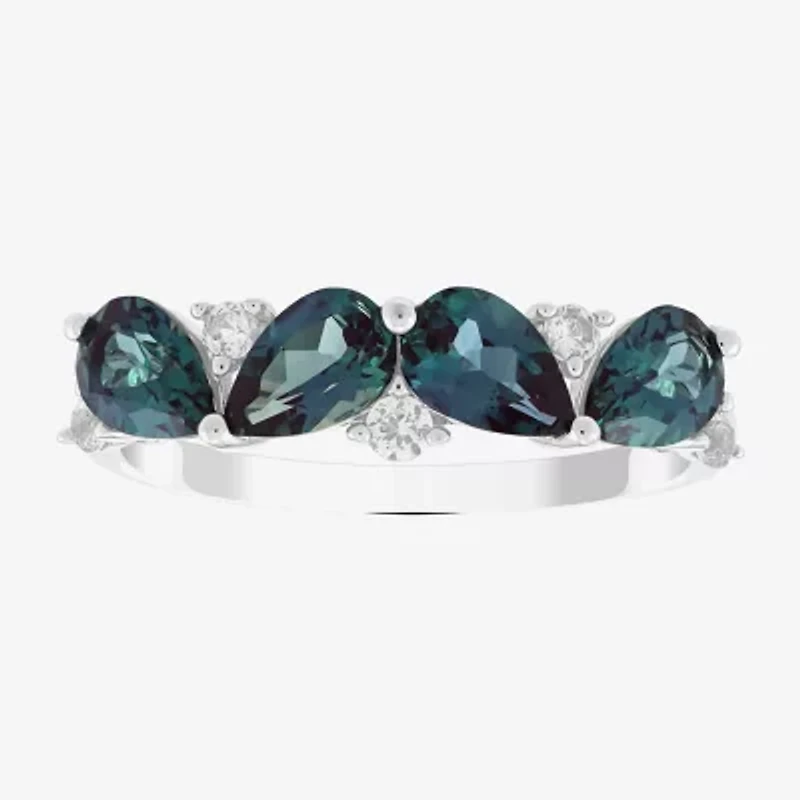 Limited Quantities! Womens 2MM Genuine Blue Alexandrite Sterling Silver Band