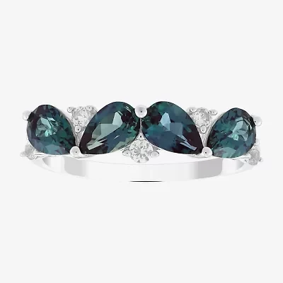 Limited Quantities! Womens 2MM Genuine Blue Alexandrite Sterling Silver Band