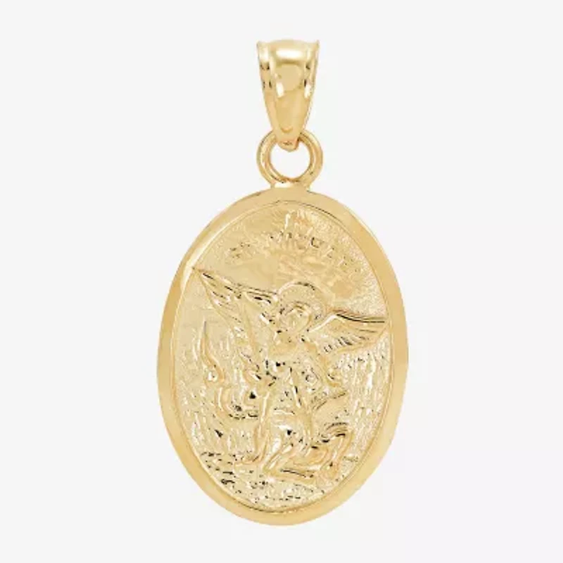 St. Michael Unisex Adult 14K Gold Oval Pendant