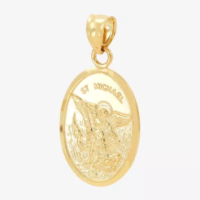 St. Michael Unisex Adult 14K Gold Oval Pendant
