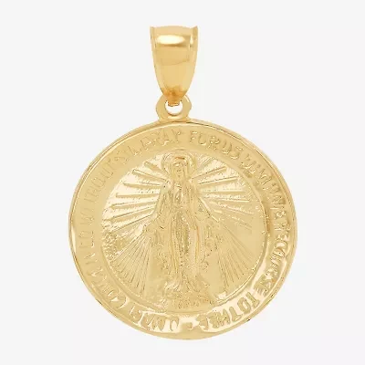 Virgin Mary Womens 14K Gold Round Pendant