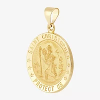 St.Christopher Unisex Adult 14K Gold Round Pendant