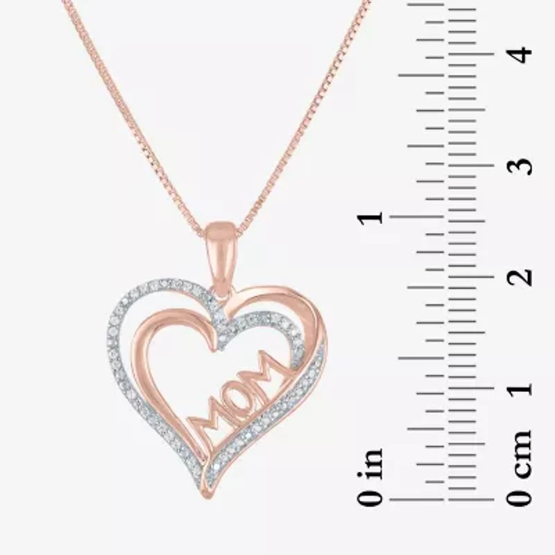 G-H / Si2-I1) Womens 1/10 CT. T.W. Lab Grown White Diamond 14K Rose Gold Over Silver Heart 18 Inch Pendant Necklace