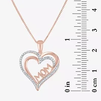 G-H / Si2-I1) Womens 1/10 CT. T.W. Lab Grown White Diamond 14K Rose Gold Over Silver Heart 18 Inch Pendant Necklace