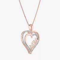 G-H / Si2-I1) Womens 1/10 CT. T.W. Lab Grown White Diamond 14K Rose Gold Over Silver Heart 18 Inch Pendant Necklace