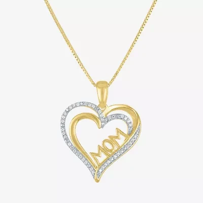 (G-H  / Si2-I1) Womens 1/10 CT. T.W. Lab Grown White Diamond 14K Gold Over Silver Heart 18 Inch Pendant Necklace