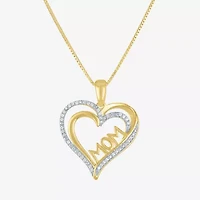 (G-H  / Si2-I1) Womens 1/10 CT. T.W. Lab Grown White Diamond 14K Gold Over Silver Heart 18 Inch Pendant Necklace