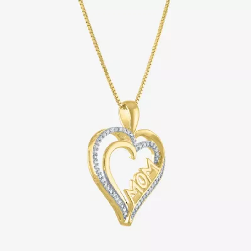 (G-H  / Si2-I1) Womens 1/10 CT. T.W. Lab Grown White Diamond 14K Gold Over Silver Heart 18 Inch Pendant Necklace