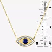 Diamond Addiction (G-H / Si2-I1) Womens 1/10 CT. T.W. Lab Created Blue Sapphire 14K Gold Over Silver Evil Eye 15 Inch Pendant Necklace