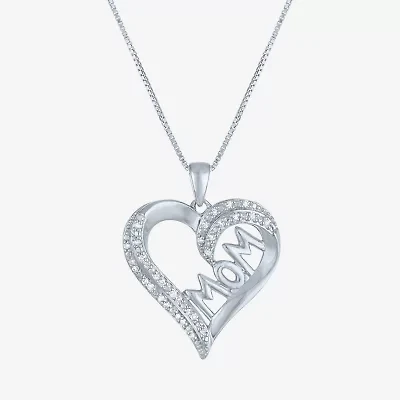 (G-H  /  Si2-I1) Womens 1/10 CT. T.W. Lab Grown White Diamond Sterling Silver Heart 18 Inch Pendant Necklace