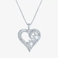 (G-H  /  Si2-I1) Womens 1/10 CT. T.W. Lab Grown White Diamond Sterling Silver Heart 18 Inch Pendant Necklace