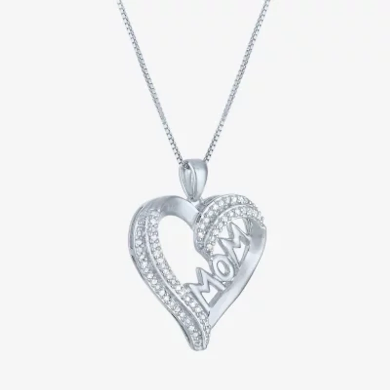 (G-H  /  Si2-I1) Womens 1/10 CT. T.W. Lab Grown White Diamond Sterling Silver Heart 18 Inch Pendant Necklace