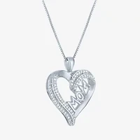 (G-H  /  Si2-I1) Womens 1/10 CT. T.W. Lab Grown White Diamond Sterling Silver Heart 18 Inch Pendant Necklace