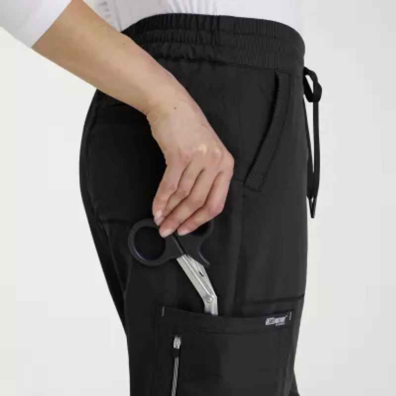 Grey's Anatomy™ by Barco Classic Grp735 Erin 5-Pocket Mid-Rise Fit & Flare Leg Womens Petite Stretch Fabric Moisture Wicking Scrub Pant