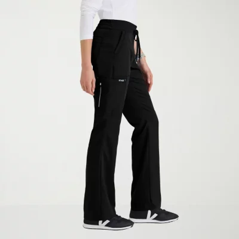 Grey's Anatomy™ by Barco Classic Grp735 Erin 5-Pocket Mid-Rise Fit & Flare Leg Womens Petite Stretch Fabric Moisture Wicking Scrub Pant