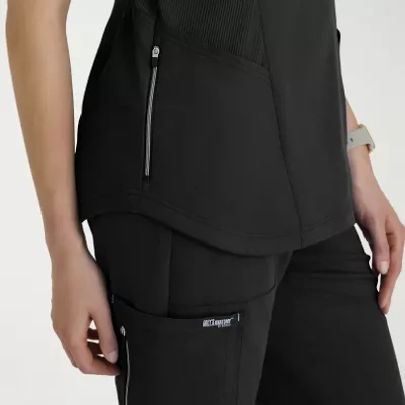 Grey's Anatomy™ by Barco Classic Grt303 Erin 4-Pocket Rib Knit Womens Short Sleeve Stretch Fabric Moisture Wicking Scrub Top