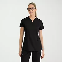 Grey's Anatomy™ by Barco Classic Grt303 Erin 4-Pocket Rib Knit Womens Short Sleeve Stretch Fabric Moisture Wicking Scrub Top