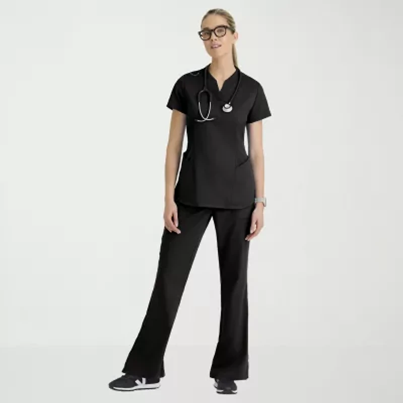 Grey's Anatomy™ by Barco Classic Grt303 Erin 4-Pocket Rib Knit Womens Short Sleeve Stretch Fabric Moisture Wicking Scrub Top