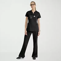 Grey's Anatomy™ by Barco Classic Grt303 Erin 4-Pocket Rib Knit Womens Short Sleeve Stretch Fabric Moisture Wicking Scrub Top