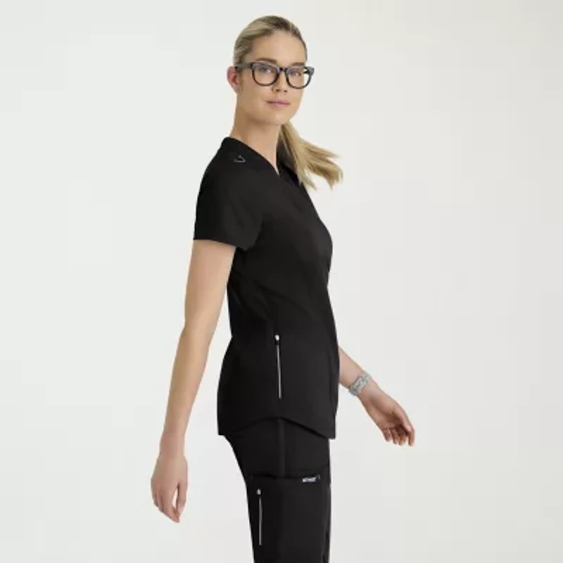 Grey's Anatomy™ by Barco Classic Grt303 Erin 4-Pocket Rib Knit Womens Short Sleeve Stretch Fabric Moisture Wicking Scrub Top