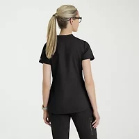 Grey's Anatomy™ by Barco Classic Grt303 Erin 4-Pocket Rib Knit Womens Plus Short Sleeve Stretch Fabric Moisture Wicking Scrub Top