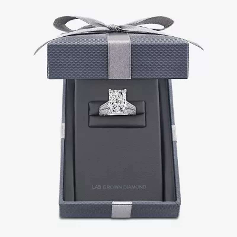 Grown Gorgeous ( F / Vs2 ) Womens 5 3/8 Ct. T.W. Lab White Diamond 14K Gold Rectangular Side Stone Bridal Set