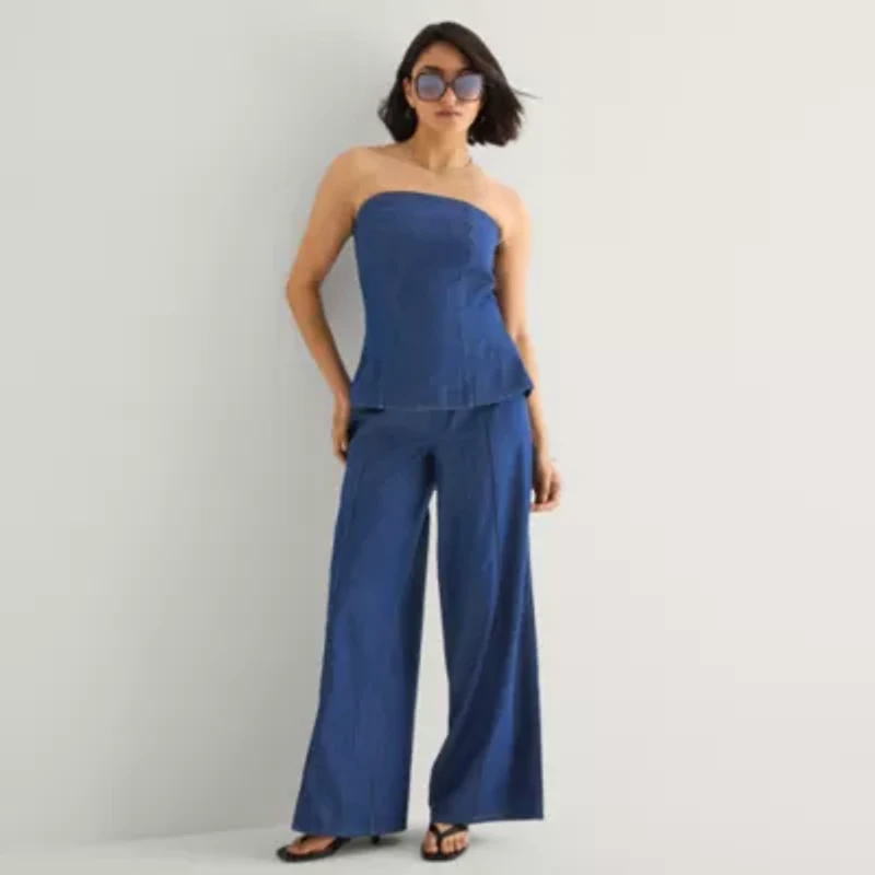 a.n.a Womens Tall Mid Rise Wide Leg Jean