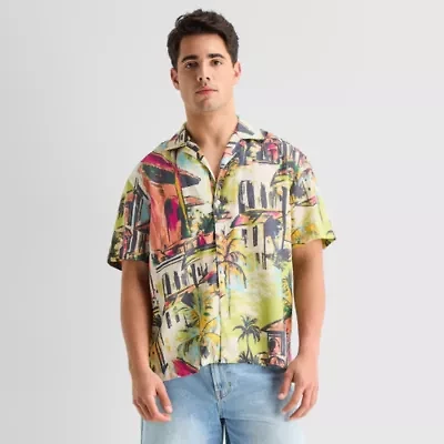 Arizona Mens Short Sleeve Regular Fit Button-Down Shirt