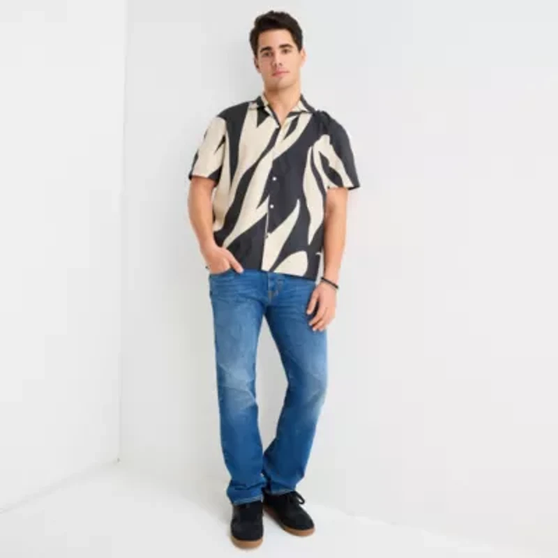 Arizona Mens Short Sleeve Regular Fit Button-Down Shirt